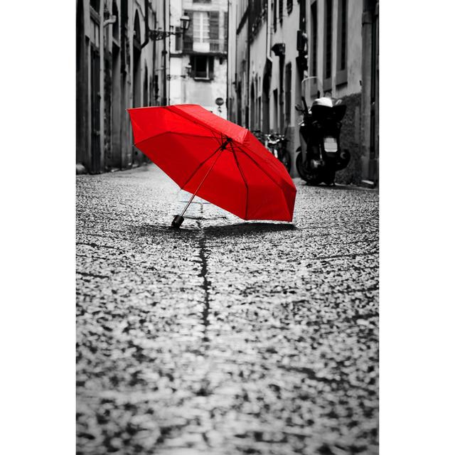 Red Umbrella - Wrapped Canvas Photograph Ebern Designs Size: 30cm H x 20cm W x 3.8cm D on Productcaster.