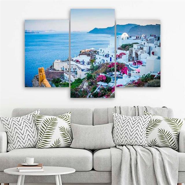 Greek Island - 3 Piece Wrapped Canvas Photograph Print Set 17 Stories Size: 80cm H x 120cm W on Productcaster.