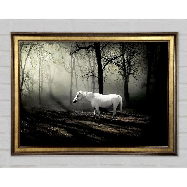 Wild White Unicorn In The Woodland - Single Picture Frame Art Prints Gracie Oaks Size: 84.1cm H x 118.9cm W on Productcaster.