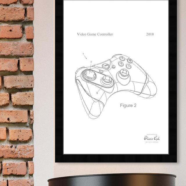 'Video Game Controller 2008' Framed Graphic Art in Silver East Urban Home Size: 46 cm H x 38 cm W on Productcaster.