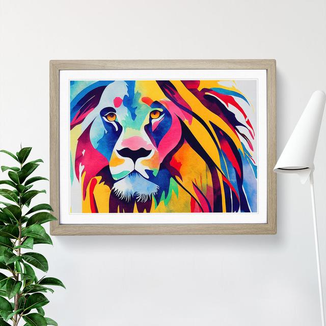 Colourful Lion Vol.5 Abstract - Print Latitude Run Frame Colour: Oak Framed, Size: 25cm H x 34cm W x 2cm D on Productcaster.