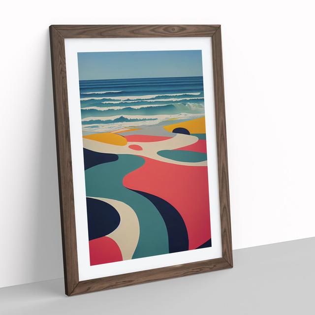 Beach Abstract No.6 - Picture Frame Graphic Art Metro Lane Size: 46cm H x 34cm W x 2cm D, Frame Colour: Walnut Framed on Productcaster.