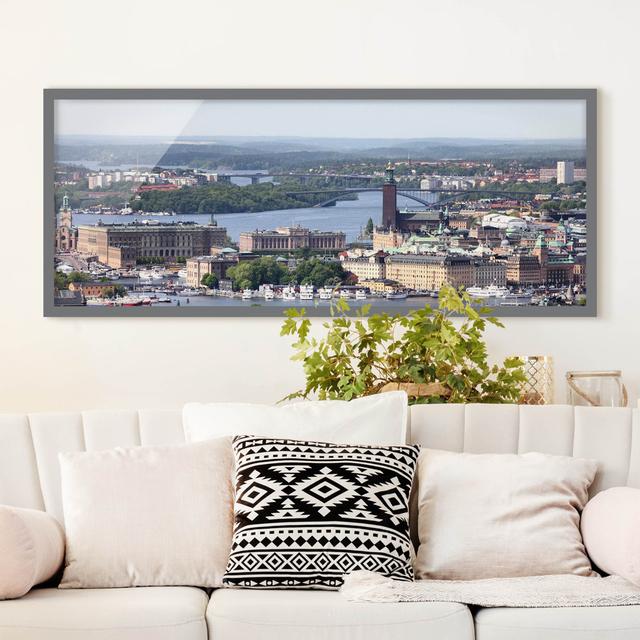 Stockholm City - Picture Frame Graphic Art Latitude Run Size: 30cm H x 75cm W x 2cm D, Frame Option: Grey Framed on Productcaster.