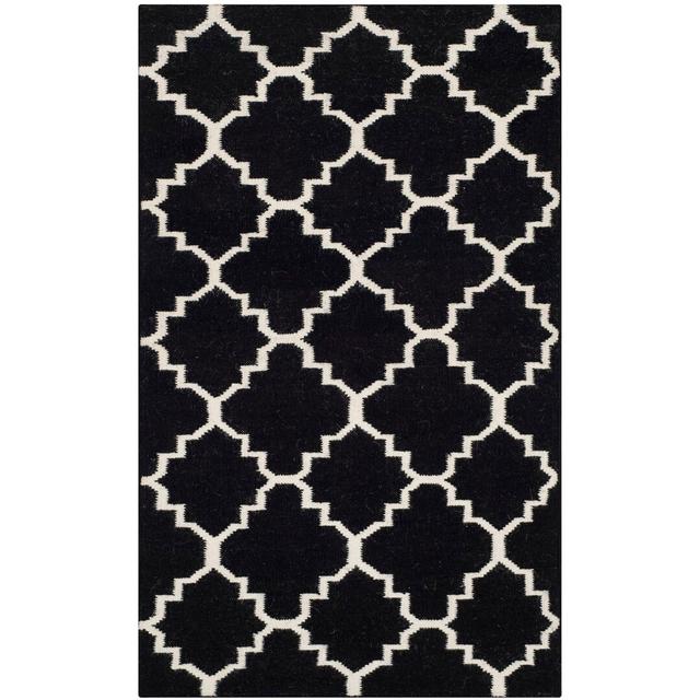 Capirano Handmade Flatweave Wool Black/Ivory Rug Canora Grey Rug Size: Rectangle 121 x 182cm on Productcaster.