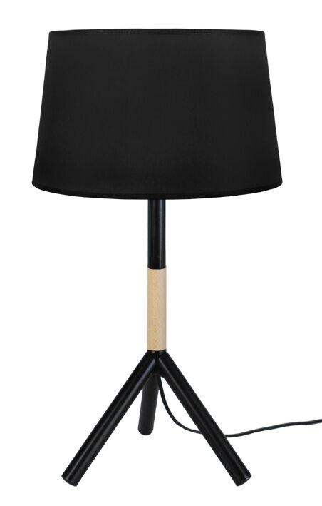 62 cm Tischleuchte Rosalyn Norden Home Schirmfarbe: Schwarz, Grundfarbe: Schwarz/Holz on Productcaster.