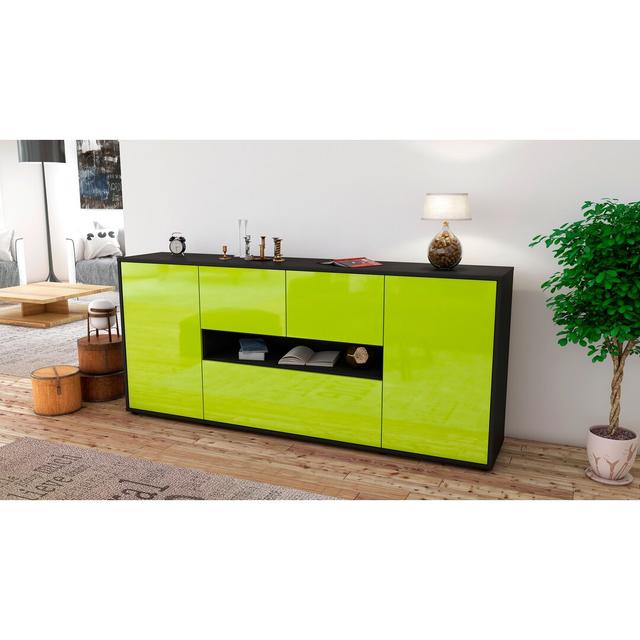 Fallon Sideboard Latitude Run Body/Front colour: Black/High gloss green on Productcaster.