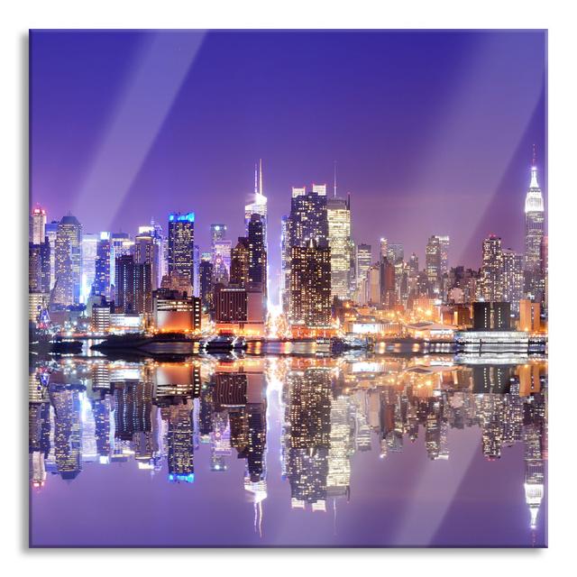 Glasbild Manhattan Skyline Ebern Designs Größe: 80 cm H x 80 cm B x 0.4 cm T on Productcaster.