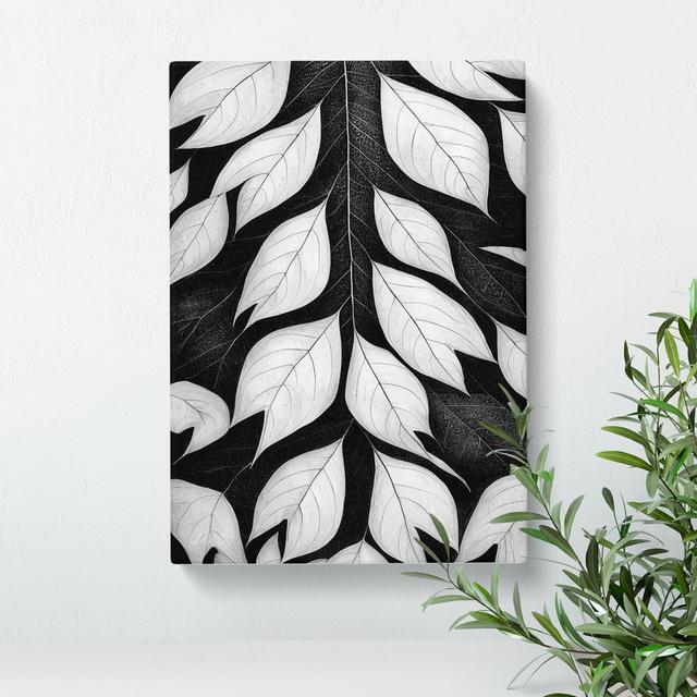 Monochrome Leaves No.1 - Wrapped Canvas Print ClassicLiving Size: 50cm H x 35cm W x 3cm D on Productcaster.