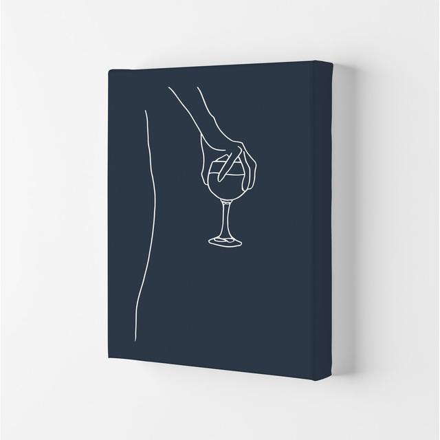 Hand Holding Wine Glass - Graphic Art Print on Paper 17 Stories Size: 84.1cm H x 59.4cm W x 4cm D, Frame Option: Wrapped Canvas on Productcaster.