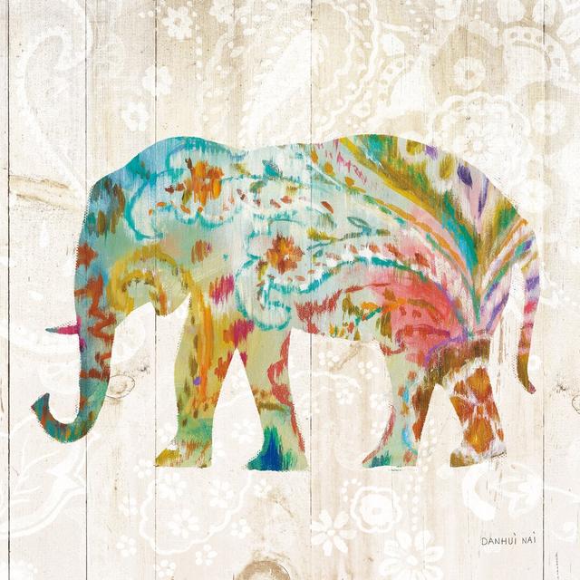 Boho Paisley Elephant II by Danhui Nai - Unframed Graphic Art Print on Canvas Blue Elephant Size: 51cm H x 51cm W x 3.8cm D on Productcaster.