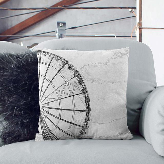 Ferris Wheel in Seattle in Abstract Cushion with Filling East Urban Home Size: 40cm H x 40cm W x 15cm D on Productcaster.