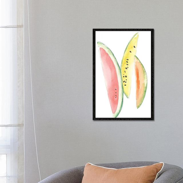 Melon Slices by Melissa Selmin - Print on Canvas Latitude Run Size: 66.04cm H x 45.72cm W x 3.81cm D, Format: Black Framed on Productcaster.