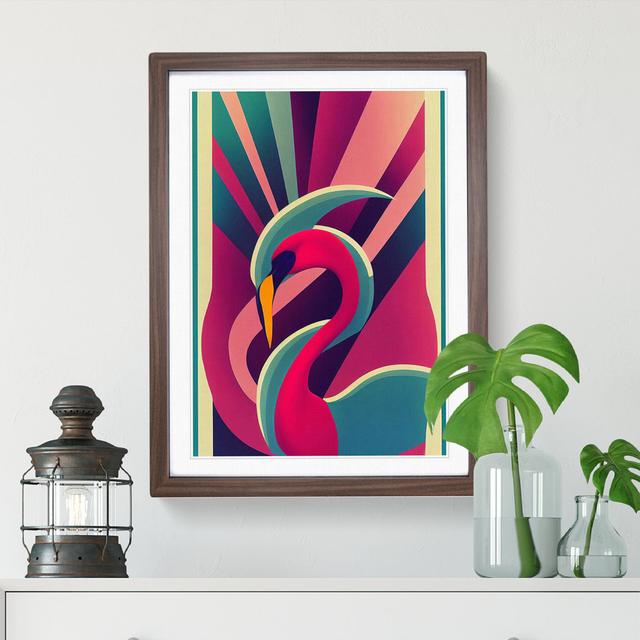 Modern Flamingo Abstract - Picture Frame Graphic Art George Oliver Frame Colour: Walnut, Size: 46cm H x 34cm W x 2cm D on Productcaster.