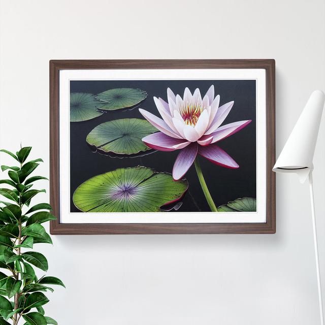 Watercolour Water Lily Flower Vol.3 - Single Picture Frame Print Marlow Home Co. Size: 46cm H x 64cm W, Format: Dark Brown on Productcaster.