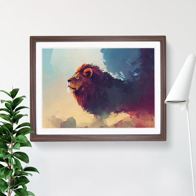 Lion Vol.1 - Single Picture Frame Painting Latitude Vive Size: 34cm H x 46cm W x 2cm D, Frame Colour: Walnut on Productcaster.