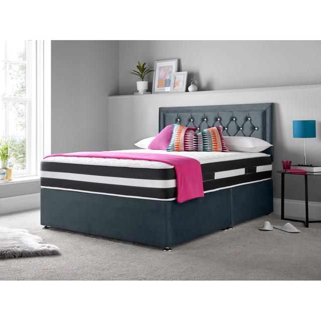 Marsing Divan Bed Set Rosdorf Park Storage Type: Foot-end Drawers, Colour: Steel, Size: Double (4"6) on Productcaster.