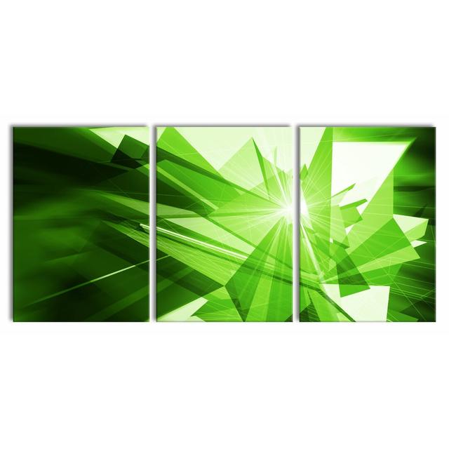 Abstract Green Ice - 3 Piece Wrapped Canvas Photograph Print Set East Urban Home Size: 210 cm H x 100 cm W on Productcaster.