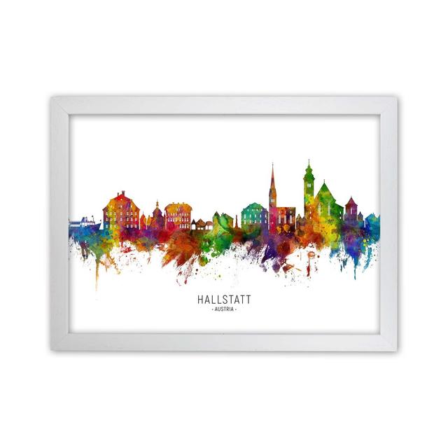 Hallstatt Austria Skyline by Michael Tompsett - Graphic Art Latitude Run Format: White Framed, Size: 64cm H x 88cm W x 3cm D on Productcaster.