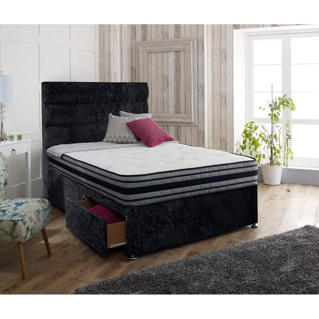 Hyde Divan Bed Base Rosdorf Park Colour: Black, Size: Super King (6'), Storage Type: 2 Drawers Same Side on Productcaster.