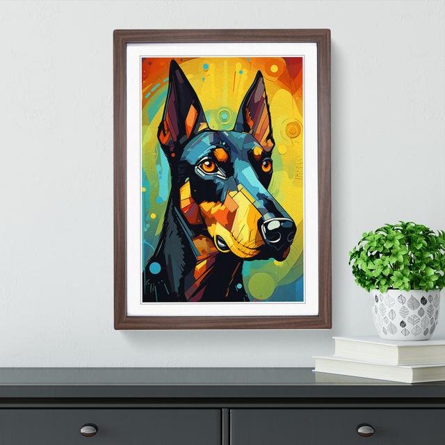 Doberman Futurism - Single Picture Frame Print on Wood Marlow Home Co. Format: Walnut Framed, Size: 46cm H x 34cm W on Productcaster.