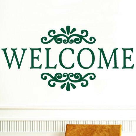 Welcome Sign Wall Sticker 17 Stories Colour: Shiny Gold, Size: Large on Productcaster.