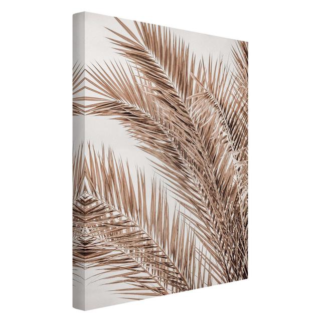 Leinwandbild Bronze - Coloured Palm Fronds Sansibar Home Größe: 90 cm H x 60 cm B, Farbe: Braun, Format: Recycelte Leinwand on Productcaster.