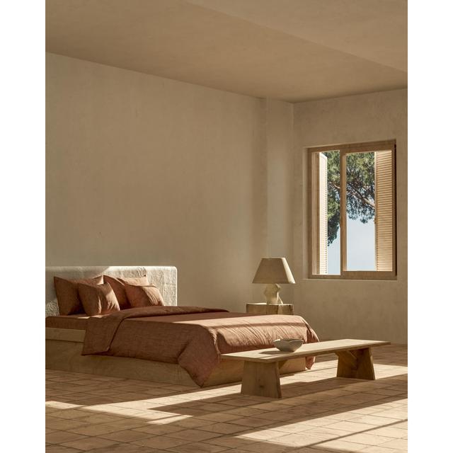 Leronda Linen Blend Duvet Cover Ebern Designs Colour: Terracotta, Size: Double - 2 Standard Pillowcases on Productcaster.