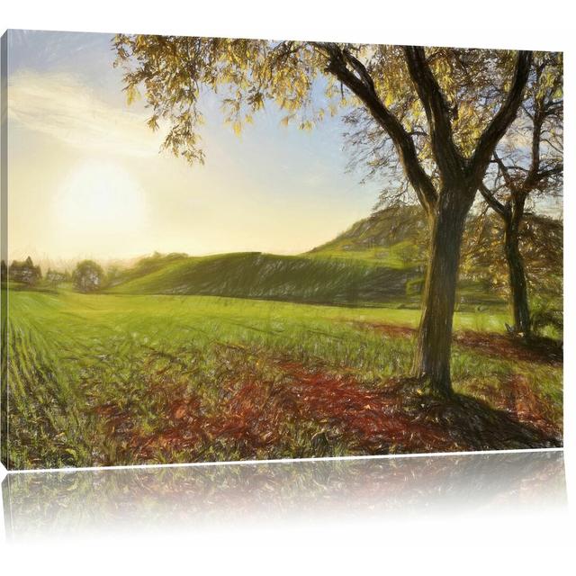 Leinwandbild „Landschaft im Herbst“, Grafikdruck East Urban Home Größe: 80 cm H x 120 cm B on Productcaster.