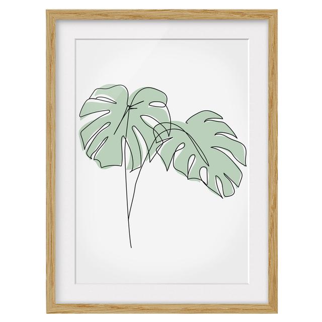 Monstera Leaves Line Art - Picture Frame Graphic Art Bay Isle Home Frame Option: Brown, Size: 40cm H x 30cm W x 2cm D on Productcaster.