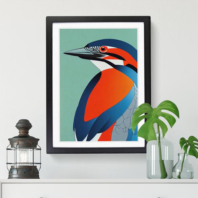 Kingfisher - Picture Frame Graphic Art Marlow Home Co. Frame Option: Black, Size: 34" H x 25" W on Productcaster.