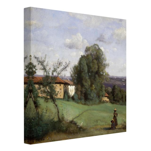 Jean -Baptiste Camille Corot - A Farm in Dardagny Rosalind Wheeler Size: 40cm H x 40cm W, Format: 260g/m² canvas on Productcaster.