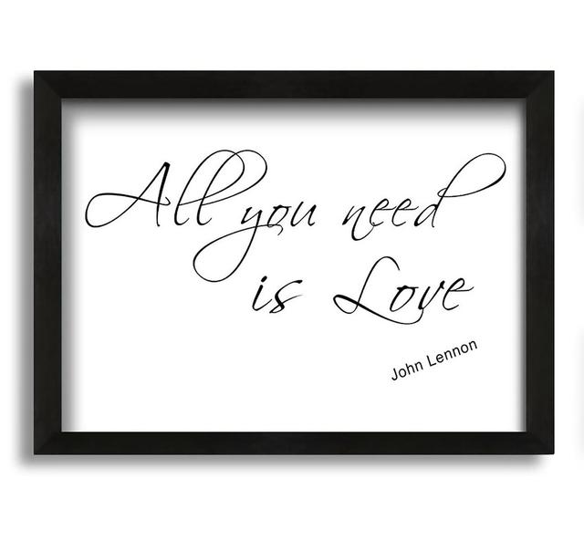 Music Quote All You Need Is Love 2 Grey White - Single Picture Frame Art Prints Happy Larry Colour: White, Format: Black/Walnut Framed Paper, Size: 30 on Productcaster.