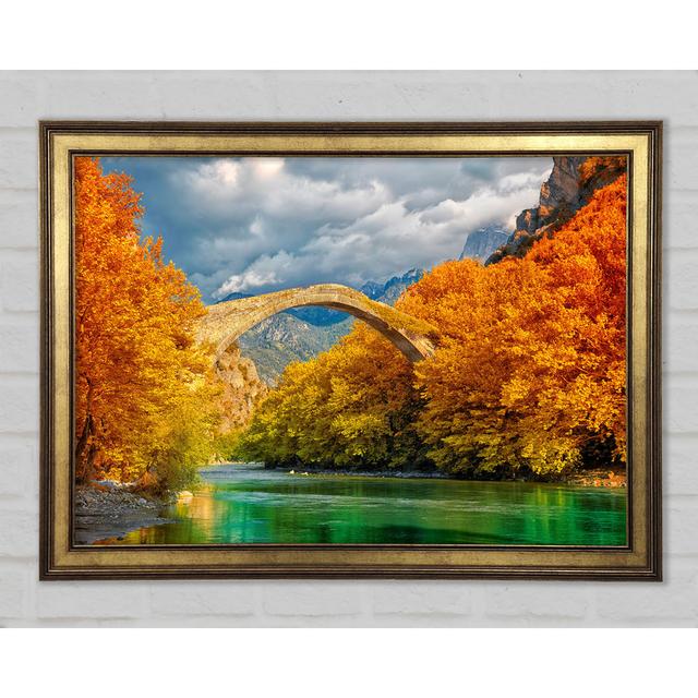 Brücke über den Herbstsee - Einzelne Bilderrahmen Kunstdrucke Alpen Home Größe: 42 cm H x 59,7 cm B x 1,5 cm T on Productcaster.