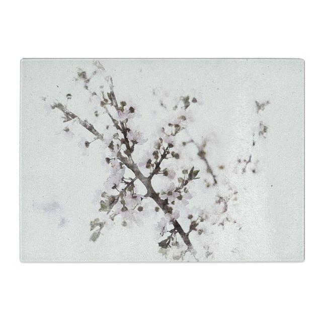 Tempered Glass Branch of a White Cherry Blossom Tree Chopping Board East Urban Home Size: 20 cm x 28.5 cm on Productcaster.