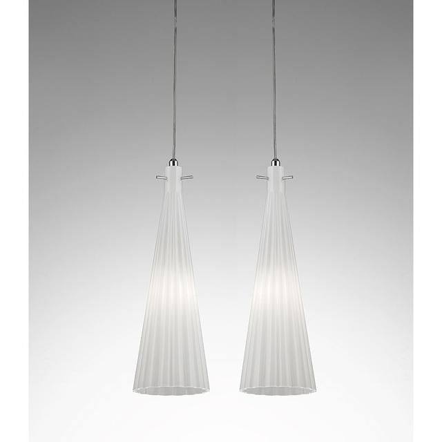 Costa 2 - Light Nickel Kitchen Island Pendant Selene Illuminazione Shade Colour: White on Productcaster.