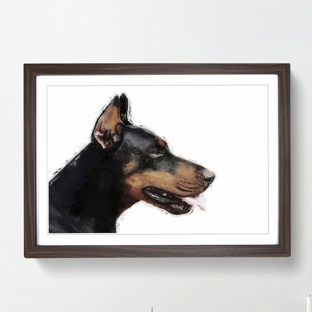 Magnificent Doberman Dog in Abstract - Picture Frame Painting Print on MDF East Urban Home Frame Option: Walnut, Size: 35cm H x 50cm W x 2cm D on Productcaster.