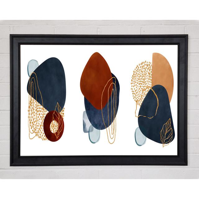 Three Abstract Shapes Decor Corrigan Studio Format: Black Framed Paper, Size: 59.7cm H x 84.1cm W x 1.5cm D on Productcaster.