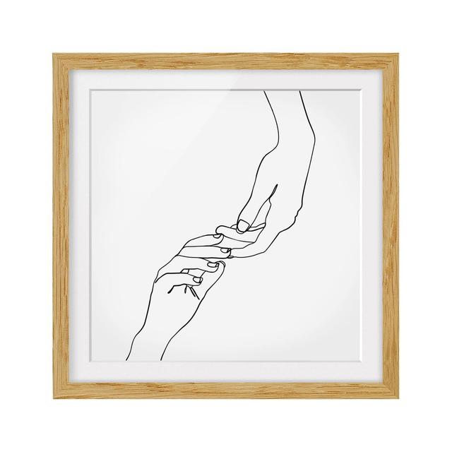 Line Art Hands Touch - Picture Frame Graphic Art Metro Lane Size: 70cm H x 70cm W x 2cm D, Matte Colour: White, Format: Brown on Productcaster.