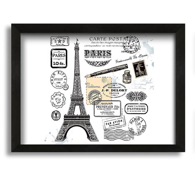 Eiffel Tower Retro Post - Picture Frame Graphic Art on Canvas Fleur De Lis Living Size: 60cm H x 84cm W on Productcaster.