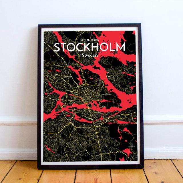 Stockholm City Map - Unframed Graphic Art Print on Paper East Urban Home Size: 70cm H x 50cm W x 0.13cm D on Productcaster.