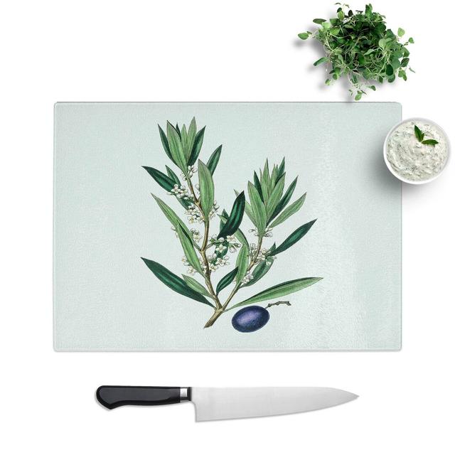 Tempered Glass Olive Tree Flowers Illustration Chopping Board East Urban Home Size: 39 cm W x 28.5 cm L on Productcaster.