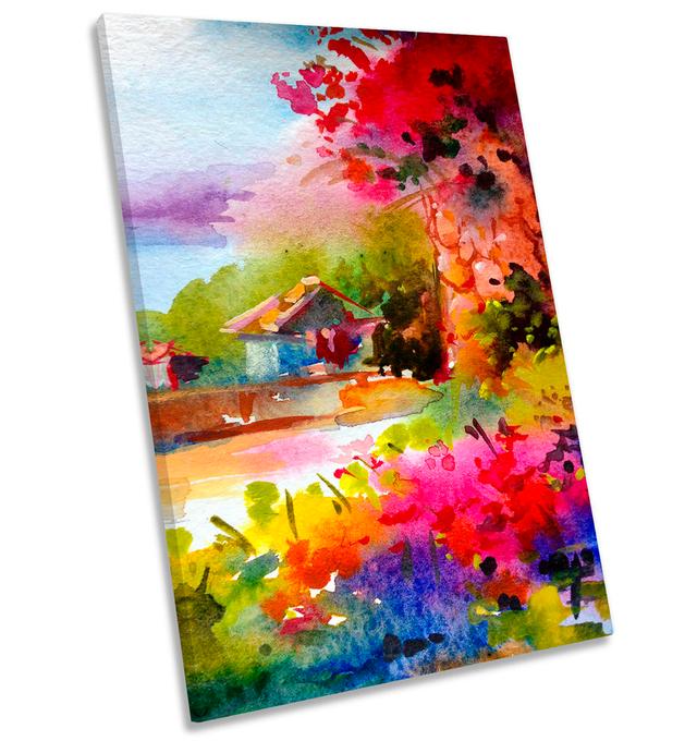 X8464 Summer Floral Garden - Wrapped Canvas Art Prints Brambly Cottage Size: 91.4cm H x 61cm W x 4cm D on Productcaster.