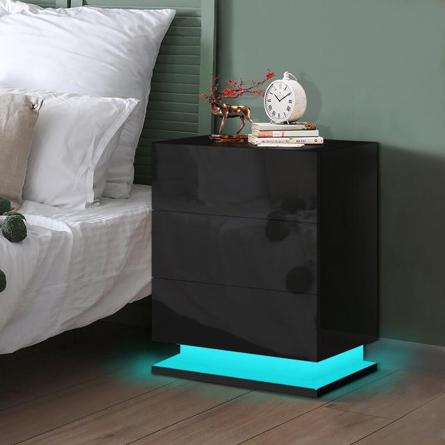 Odaniel 3 Drawer Bedside Table Metro Lane Colour: Black on Productcaster.