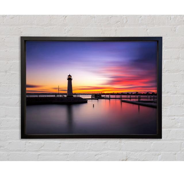 Peaceful Lighthouse Skies Framed Print House of Hampton Format: Black Framed Canvas, Size: 84.1cm H x 118.9cm W x 3.3cm D on Productcaster.