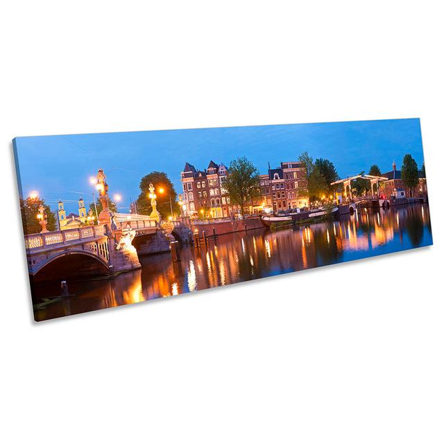 Amsterdam River Skyline - Wrapped Canvas Panoramic Art Prints 17 Stories Size: 45.72cm H x 137.16cm W on Productcaster.