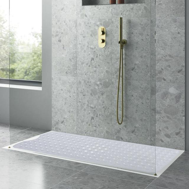 Keesha Rectangle Bath Mat Belfry Bathroom Colour: Clear, Size: 100cm H x 40cm W on Productcaster.