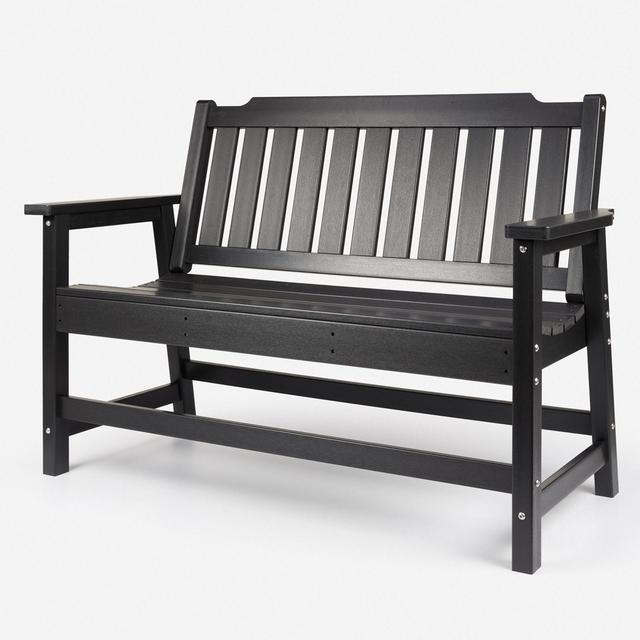 Deerfiled Plastic Traditional Bench ClassicLiving Colour: Black on Productcaster.