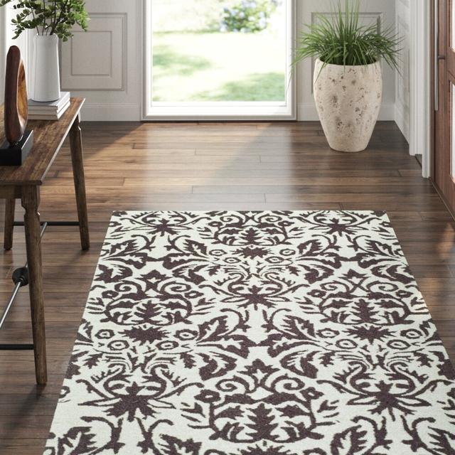 Runner Hand Hooked Wool Chocolate/Cream Rug Blue Elephant Rug Size: Rectangle 114 x 175cm on Productcaster.