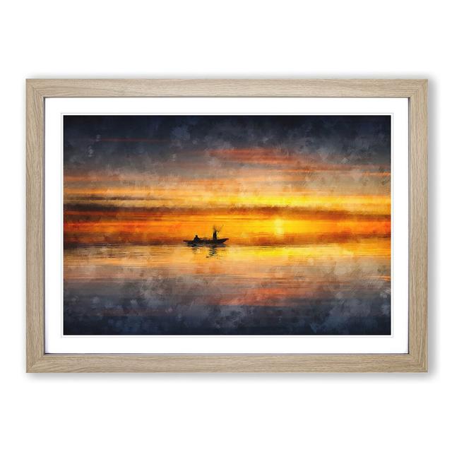 A Boat At Sunset - Picture Frame Painting Print East Urban Home Format: Oak, Size: 62cm H x 91cm W x 2cm D on Productcaster.