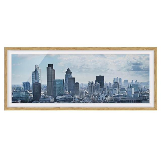 London Skyline - Picture Frame Graphic Art Ebern Designs Size: 50cm H x 130cm W x 2cm D, Frame Option: Brown Framed on Productcaster.